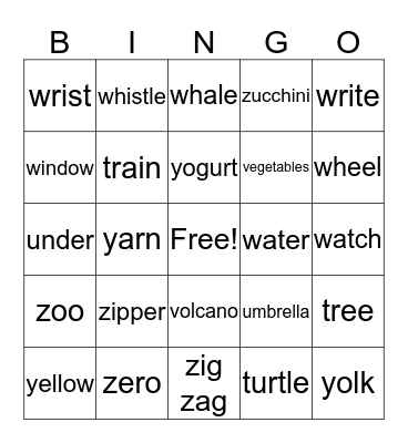 Sight Words Bingo Card