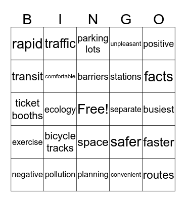 5/6 BRT and Bicycle tracks Bingo Card