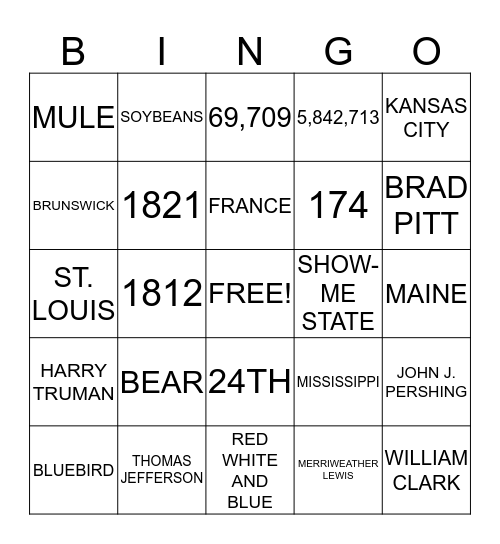 MISSOURI Bingo Card