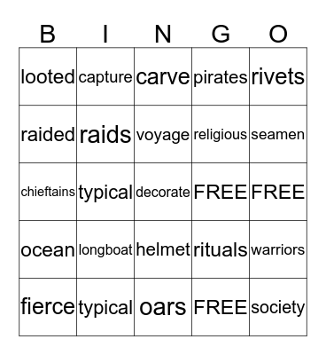 VIKINGS Bingo Card