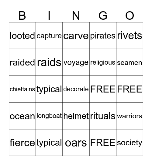 VIKINGS Bingo Card