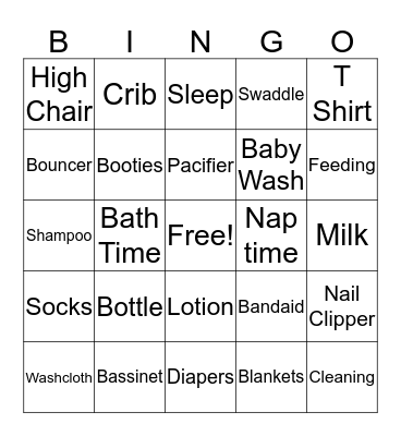 Baby Bingo  Bingo Card