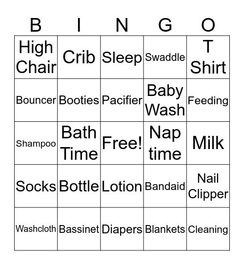 Baby Bingo  Bingo Card