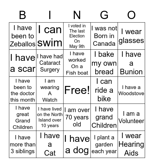 Nino'gad Bingo Card