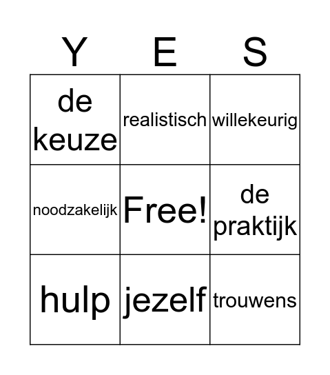 Deel 5: Schooltaalwoorden Bingo Card