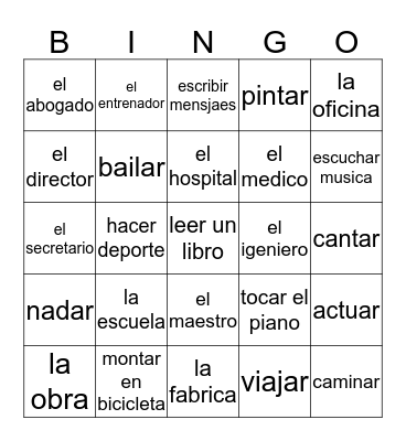 Unidad 6 Parte A Bingo Card