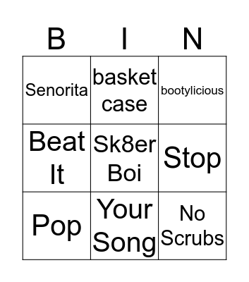 Musik Bingo Card