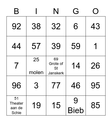 Schiedam Bingo Card