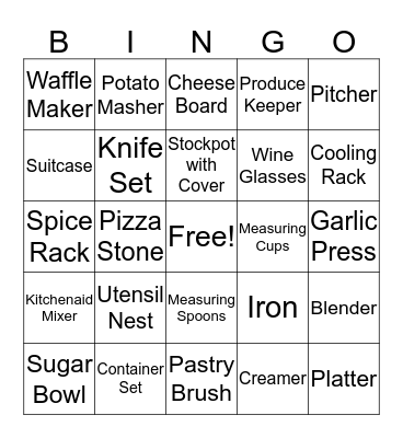Bridal Shower BINGO Card