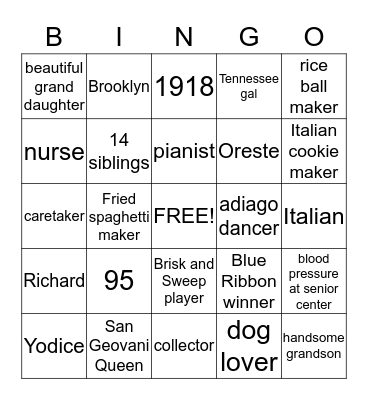 Stella's Bingo  Bingo Card