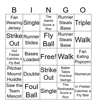 Baseball Bingo Card