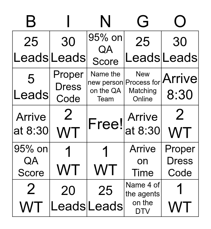 Online team building bingo