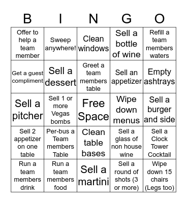 Clock Tower  Bingo Card