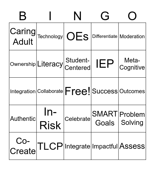 Edu-Babble Bingo Card