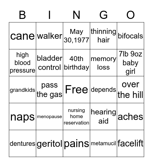 Lorri's Birthday Bingo Card