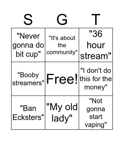 SgtBingo Card