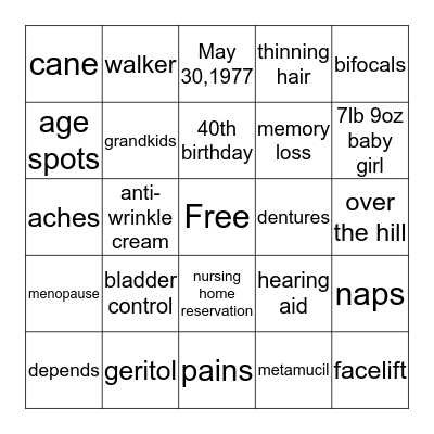 Lorri's Birthday Bingo Card