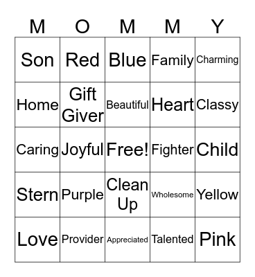 MOMMY Bingo Card