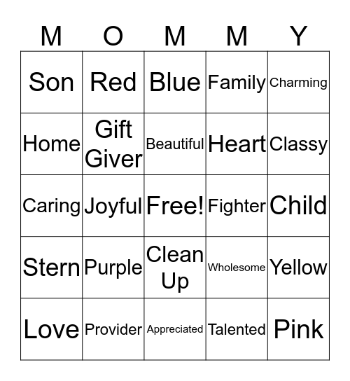 MOMMY Bingo Card