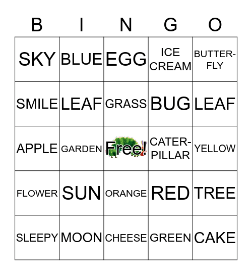 Hungry Caterpillar Bingo Card