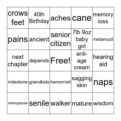 Lorri's Birthday Bingo Card