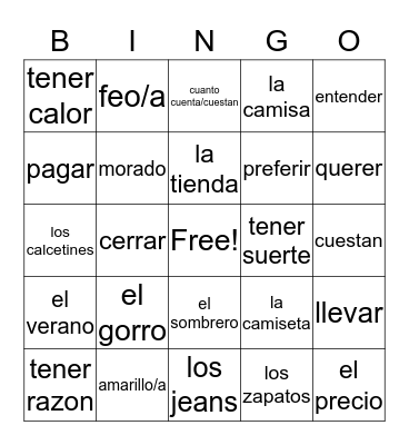 4.1 Fashion Bingo Card