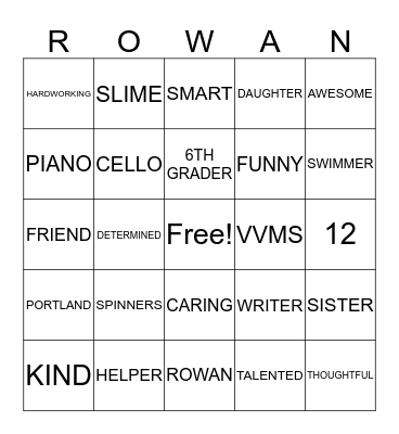 Birthday Bingo Card