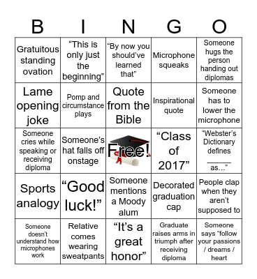 Mom's Graduating! Bingo Card