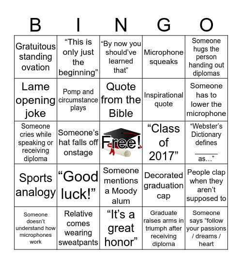 Mom's Graduating! Bingo Card