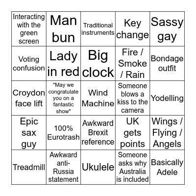 Eurovision 2017 Bingo Card