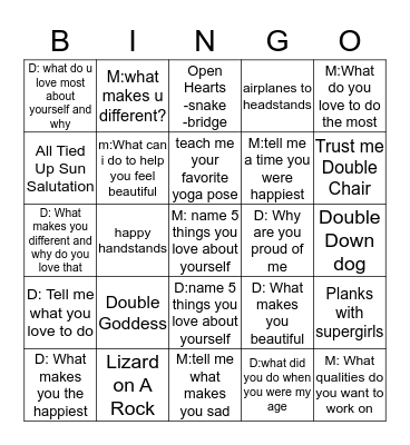 Mom & Me Bingo Card