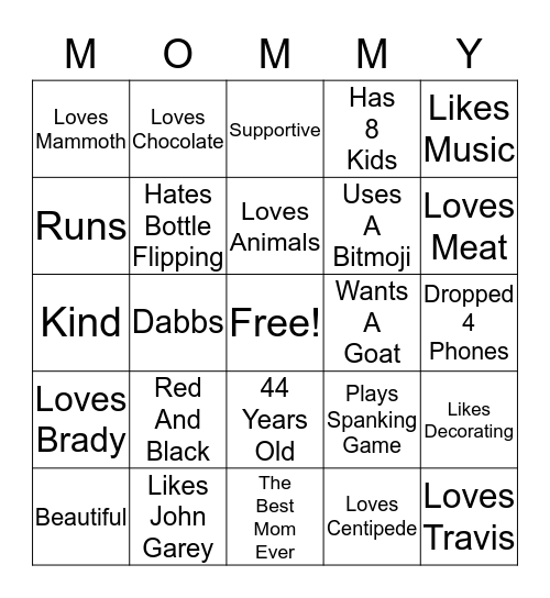 Mommyingo Bingo Card