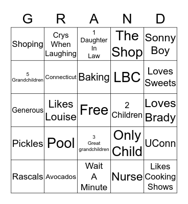 Grandmaingo Bingo Card