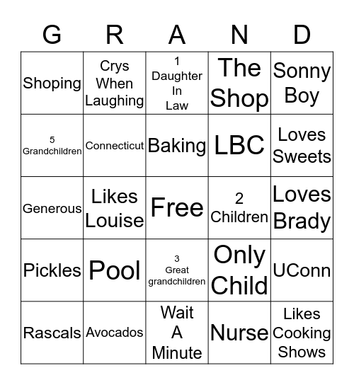 Grandmaingo Bingo Card
