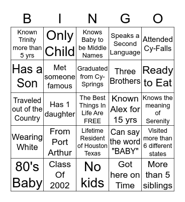 ICEBREAKER Bingo Card