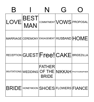 AYESHAH AND AWAIS BINGO Card