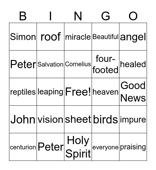 ACTS FACTS Bingo Card