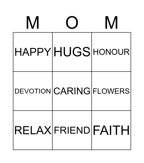 MOM Bingo Card