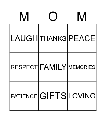 MOM Bingo Card