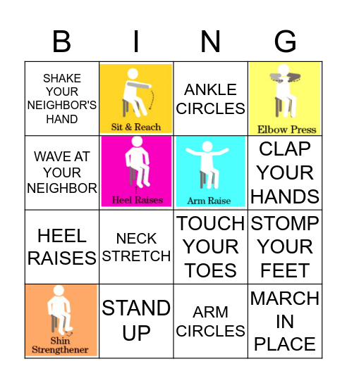 Seated Activity Bingo Card