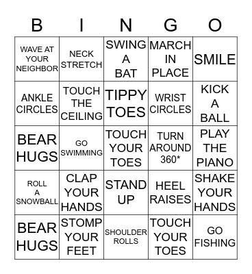 PHYSICAL BINGO Card