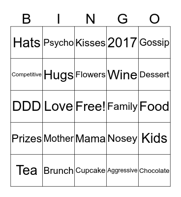 Mother's Day Tea Bingo Card