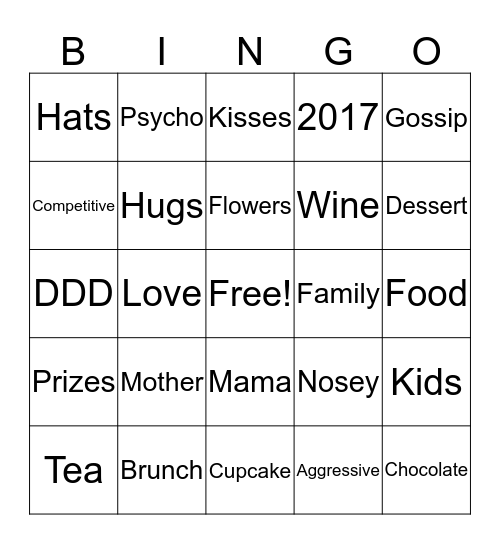 Mother's Day Tea Bingo Card