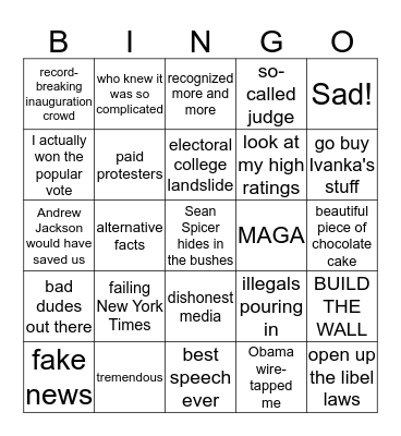 Trump Administration Bingo Card