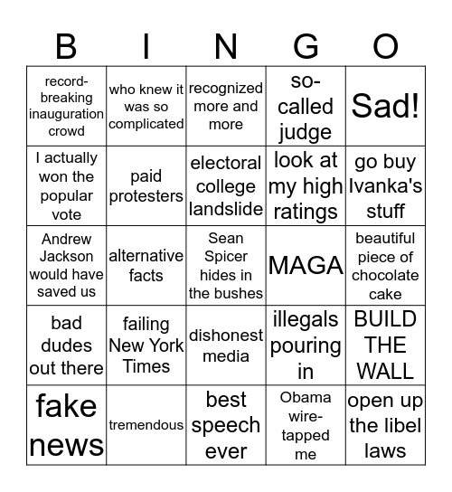 Trump Administration Bingo Card