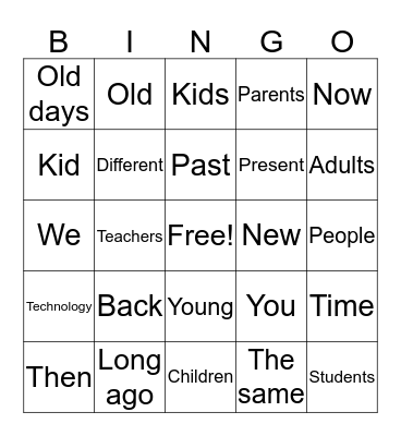 Word bingo Card