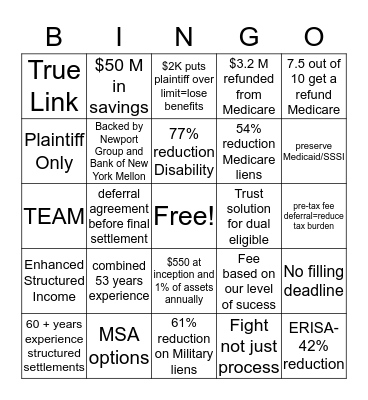 Team Synergy Bingo Card