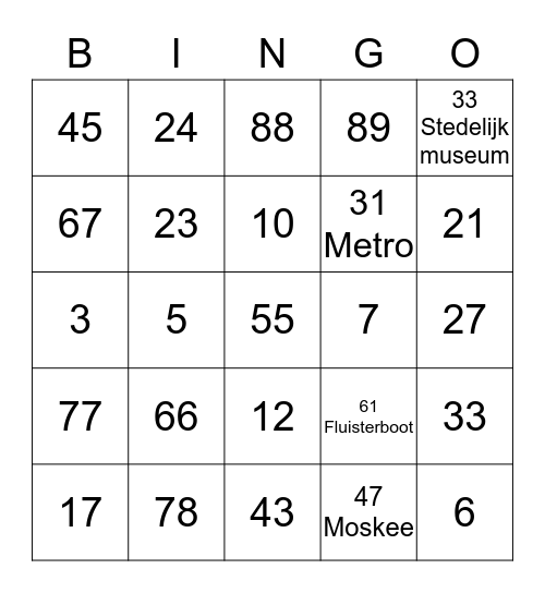 Schiedam Bingo Card