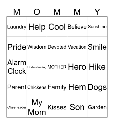 MOTHER'S DAY Bingo Card