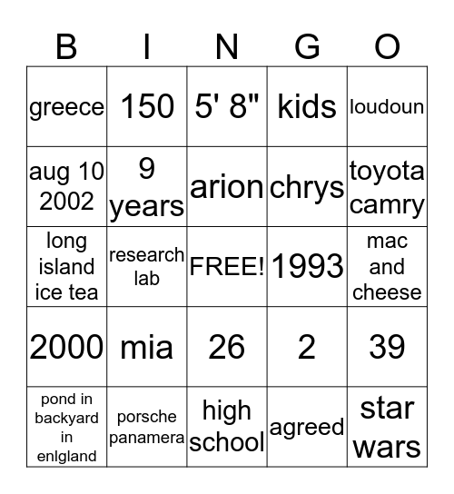 trippy bingo Card